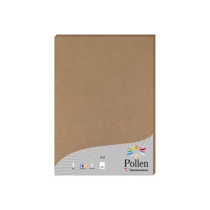 Pollen - 25 Feuilles papier couleur - A4 (21 x 29,7 cm) - 210 g/m² - kraft  Pas Cher