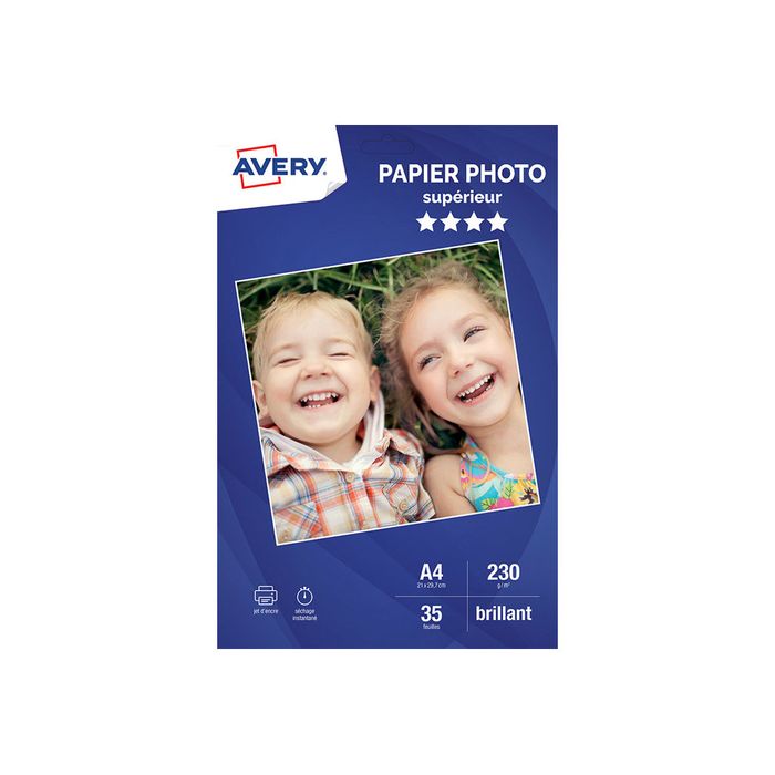 AVERY Boîte de 35 feuilles de papier photo brillant A4 jet d'encre
