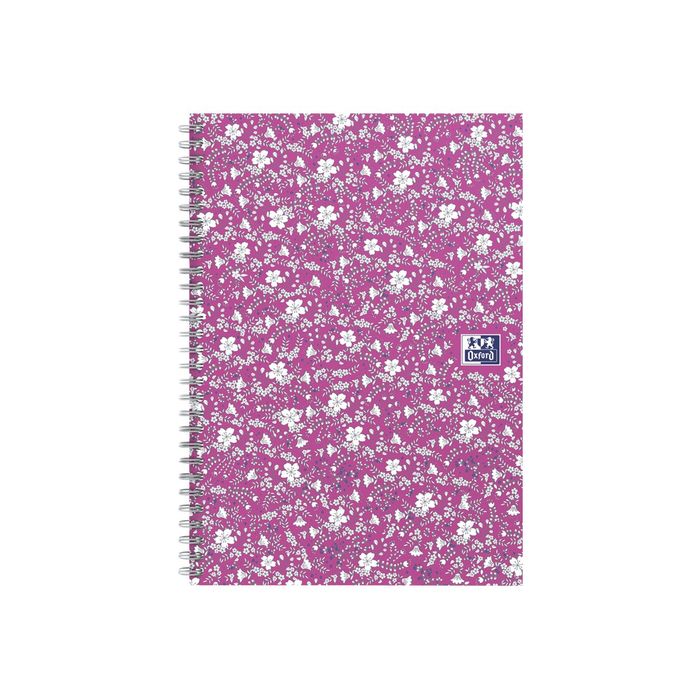 Oxford Floral - Carnet de notes à spirale - A5 - 120 pages - petits carreaux
