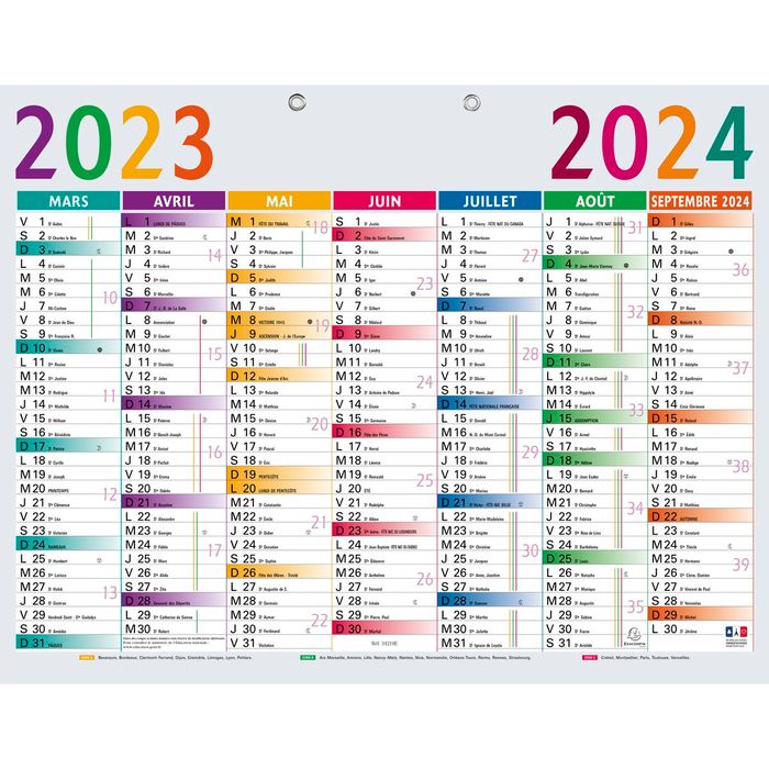Calendrier ephemeride 2017 Carambar - valable pour 2023 puis 2034