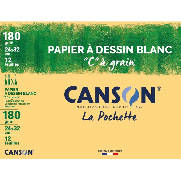 Clairefontaine - Dessin à Grain - pochette papier à dessin - 10 feuilles -  A3 - 180G - blanc Pas Cher