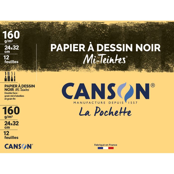 Canson - pochette papier à dessin - 12 feuilles - 24 x 32 cm