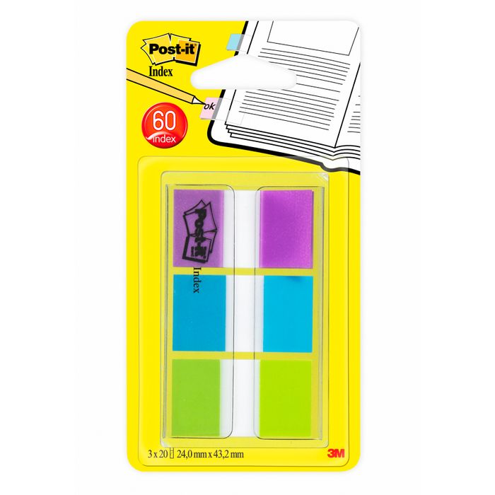 POST-IT Marque-pages petit format 11,9 x 43,1 m couleurs assorties 5  paquets x 20 marque-pages avec distributeurs (Lot de 5) - Index, marque-page