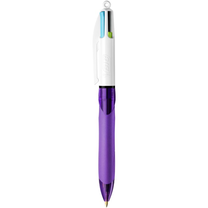 BIC Grip - Stylo à bille 4 couleurs - rose, turquoise, violet, vert citron  Pas Cher