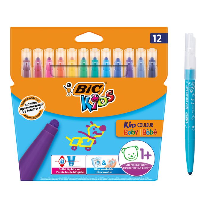 BIC Kids Couleurs Baby - 12 feutres Pointe extra large Pas Cher