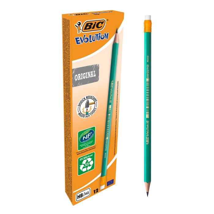 BIC ECOlutions EVOLUTION - Pack de 12 Crayons à papier - HB Pas