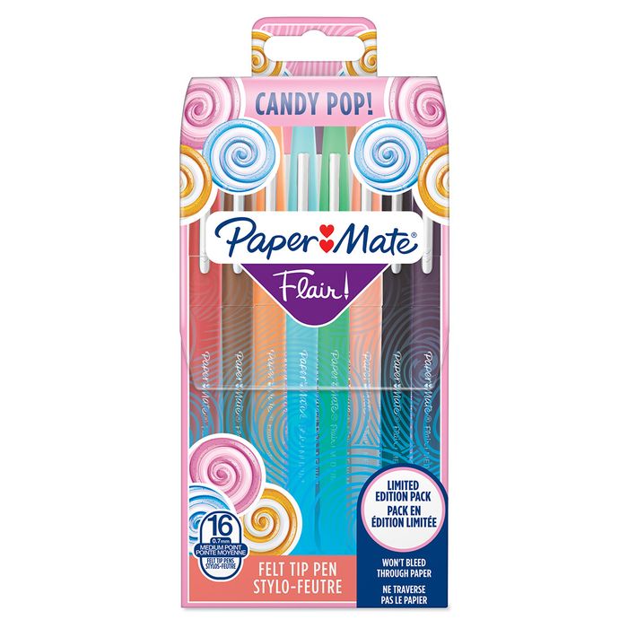 Paper Mate Flair Feutres de Coloriage, pointe moyenne (0,7 mm), encre  noire, Boîte de 12