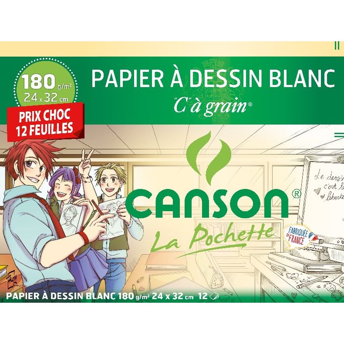 Pochette papier de Dessin Format 24x32 Couleur 150 Gr Canson (à