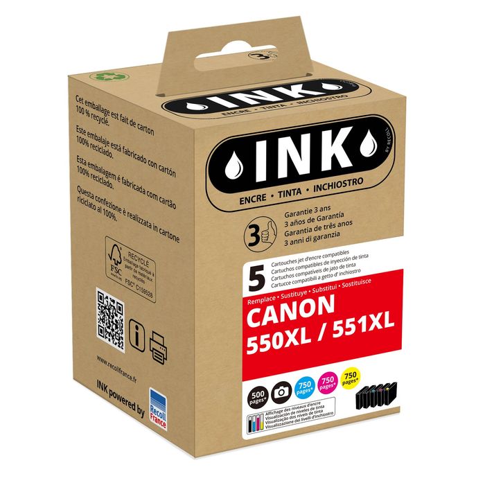 Pack cartouches d'encre Compatible Canon PGi-550XL / CLi-551XL pas cher