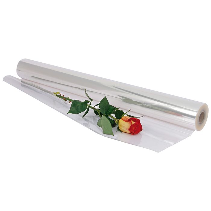 Rouleau papier cadeaux transparent à fleurs blanches, papier fleuriste