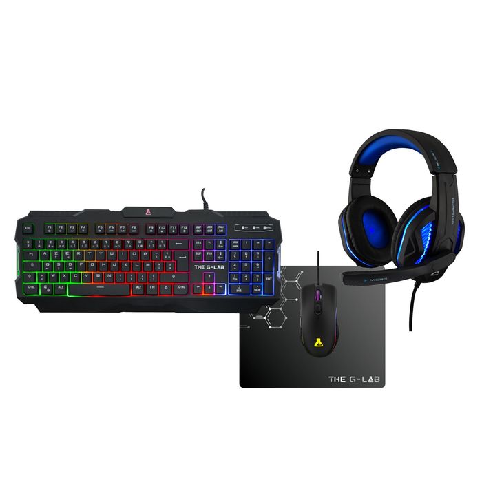 Pack gaming G-LAB ARGON - clavier gamer filaire + souris + casque + tapis  Pas Cher