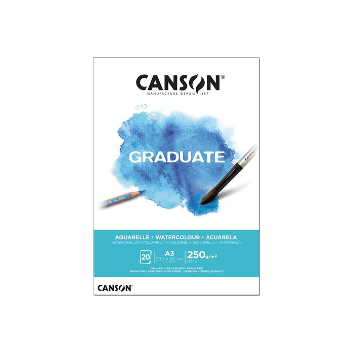 Canson Graduate - Bloc dessin aquarelle - 20 feuilles - A3 - 250 gr Pas  Cher