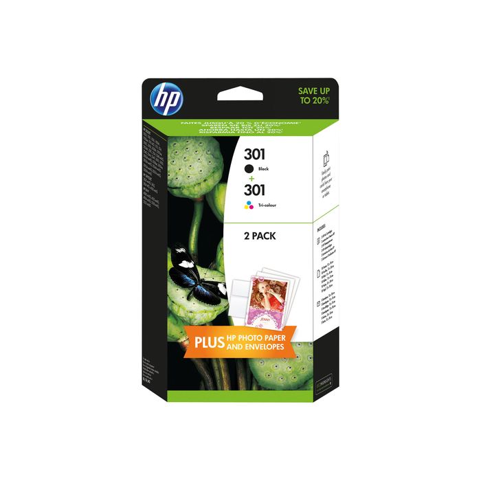 HP 301 - pack de 2 - noir, tricolore à base de colorant - originale -  cartouche d'encre Pas Cher