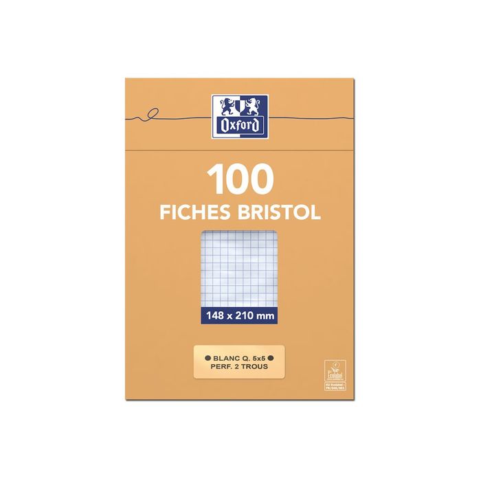 Paquet de 100 fiches bristol 170g A5 148x210mm lignées bleu - RETIF
