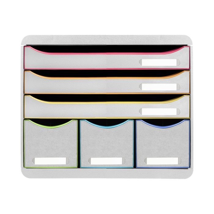 Exacompta Black Office Store-Box - Module de classement 6 tiroirs -  blanc/arlequin Pas Cher