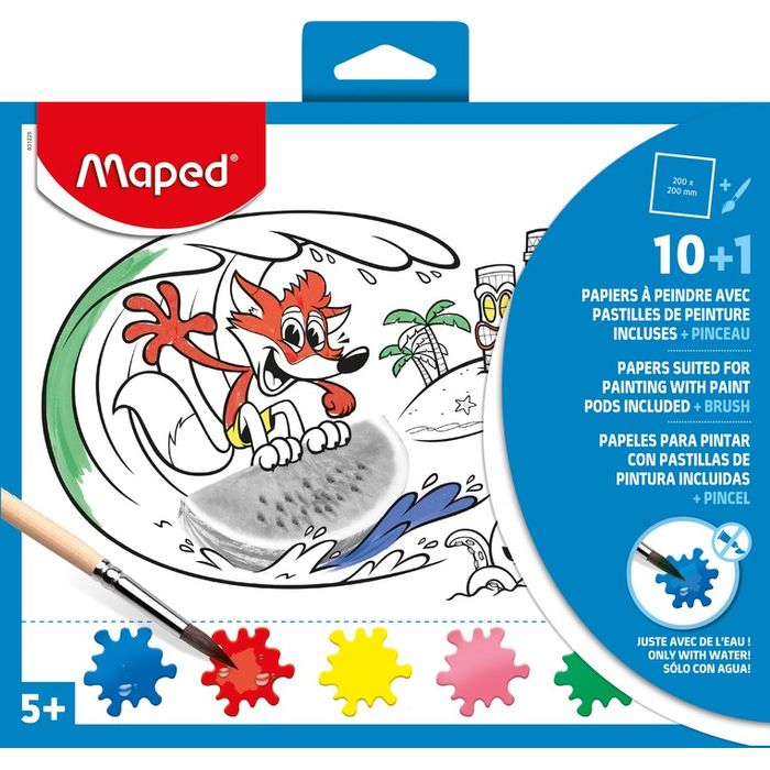 Maped - Papier à peindre avec capsule x10 + 1 pinceau - disponible dans  différentes couleurs Pas Cher