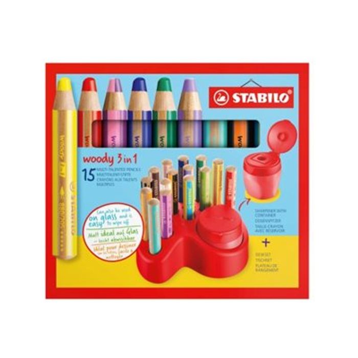 Set de 18 crayons de couleur Stabilo Woody 3 en 1 +Taille-crayon - Crayon  de couleur - Achat & prix