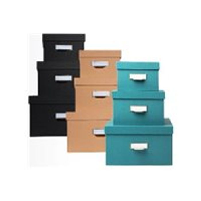 Valiant FIR230 Lot De 3 Boîtes De Rangement Métal Cheminée - 30x36x36 Cm Noir