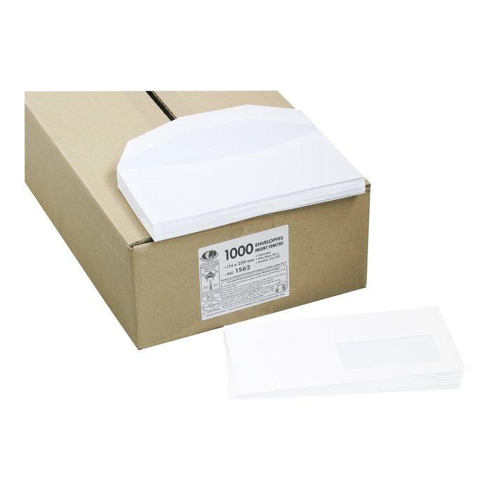 Enveloppes Commerciales - Paper24 Lot 100 Dl 110 X 220 Mm-blanc 70 G/m²  Fenêtre (article : 125638e)
