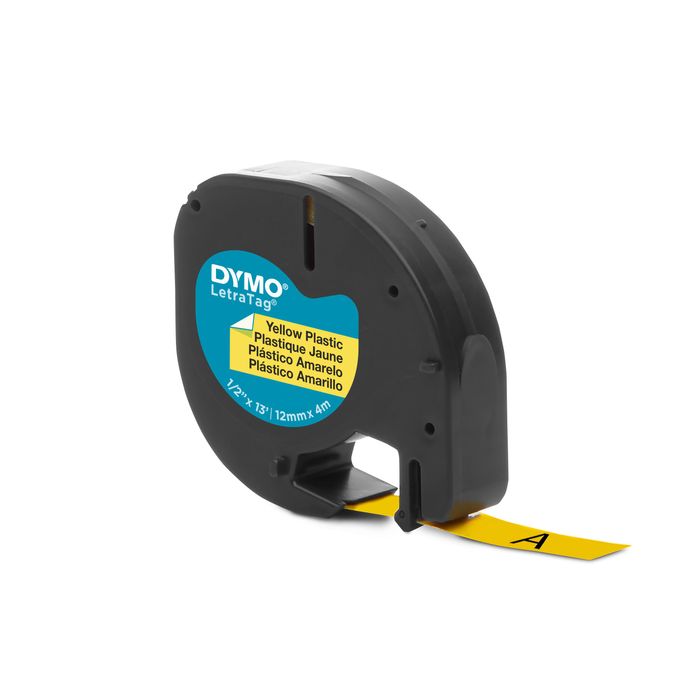 Dymo D1 - Ruban d'étiquettes auto-adhésives - 1 rouleau (12 mm x 7 m) -  fond jaune écriture noire Pas Cher