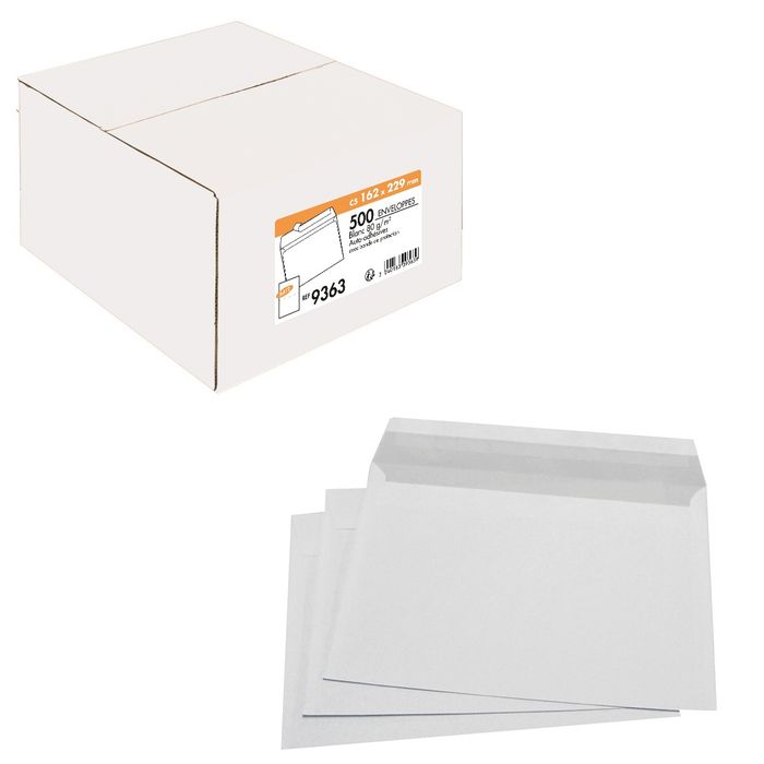 500 enveloppes blanches C5 autocollantes 162 x 229 mm Raja - JPG
