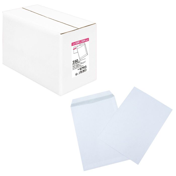 La Couronne - 250 Pochettes Enveloppes C4 229 x 324 mm - 90 gr - sans  fenêtre - blanc - bande auto-adhésive Pas Cher