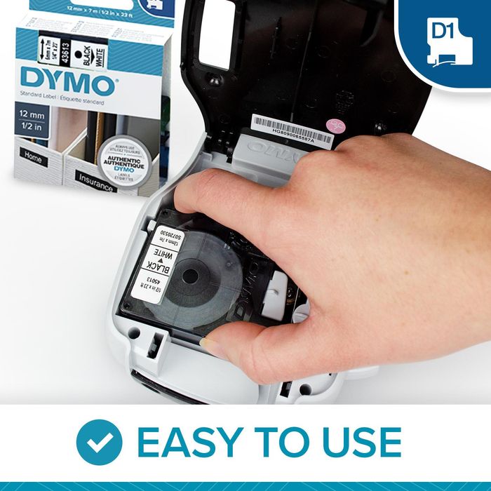 Dymo Ruban cassette Dymo 12 mm x 7 m bleu et blanc - prix pas cher chez  iOBURO- prix pas cher chez iOBURO