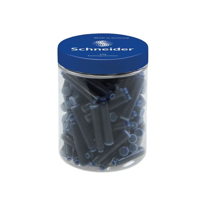 Lot stylo roller Ray + boîte de 100 cartouches bleu Schneider