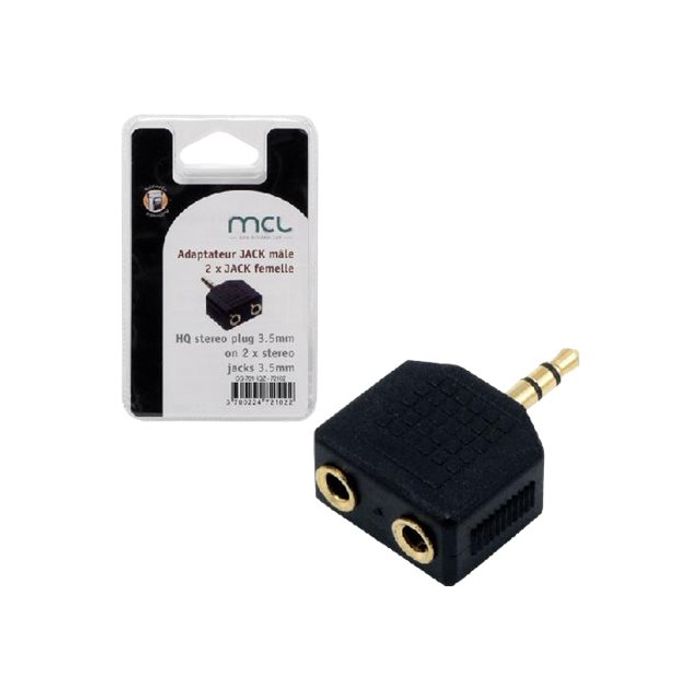 MCL Samar - adaptateur audio/stéréo JACK 3.5 (M) vers 2 prises