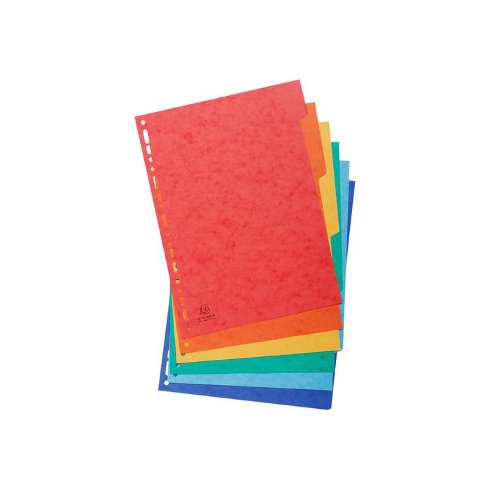 Intercalaire A4 carte lustrée colorée Exacompta 12 onglets neutres  multicolores