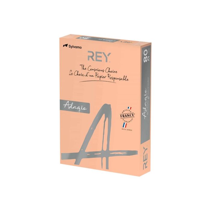 3368220089524-Rey Adagio - Papier couleur - A3 (297 x 420 mm) - 80 g/m² - Ramette de 500 feuilles - saumo-Angle droit-0