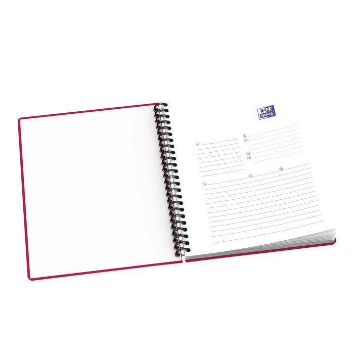Petit cahier à double spirale, couverture rigide rose, 200 pages