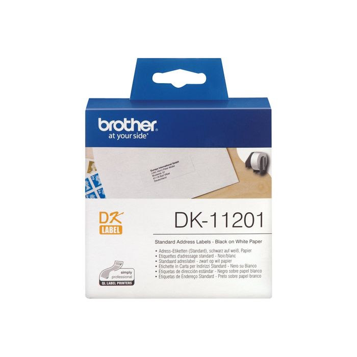 Brother DK-11201 - Ruban d'étiquettes auto-adhésives - 1 rouleau de 400  étiquettes (29 x 90 mm) - fond blanc écriture noire Pas Cher