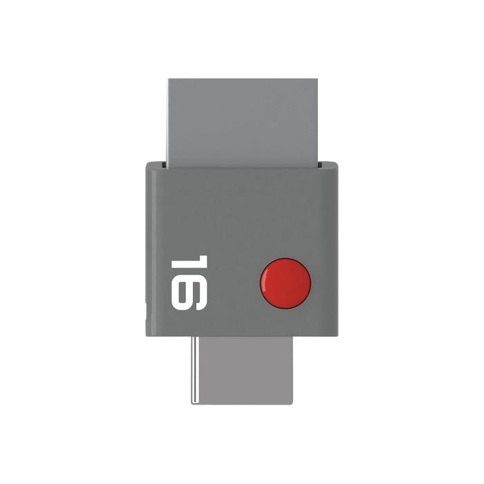 Stylo noir avec clé USB 16 Go intégrée.