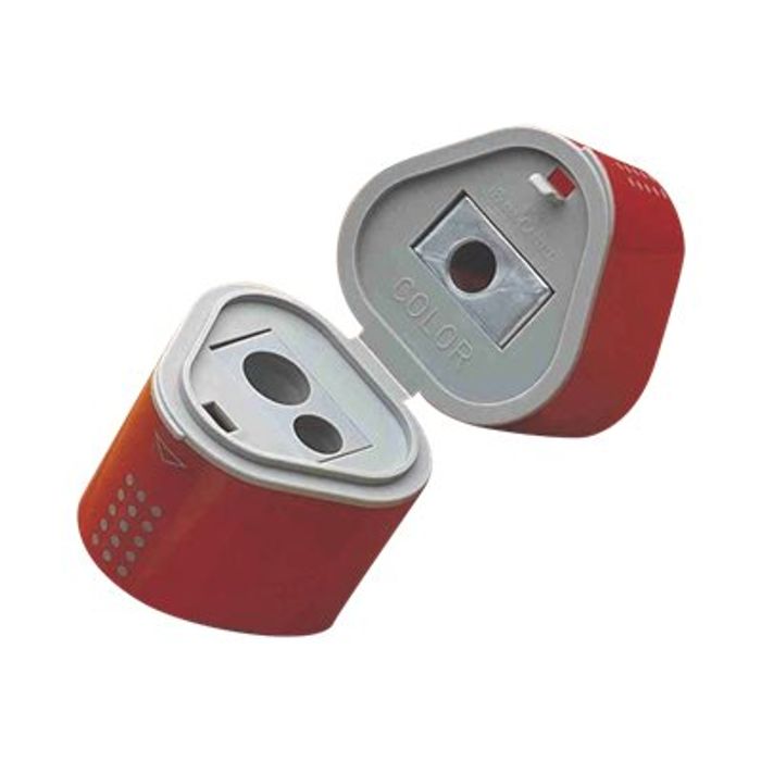 Taille-crayon 4-en-1 KUM Avec Réservoir - Rouge - Pour Crayons 7,8,10,11 Mm - Fabriqué En Allemagne - Lot De 3 - 6