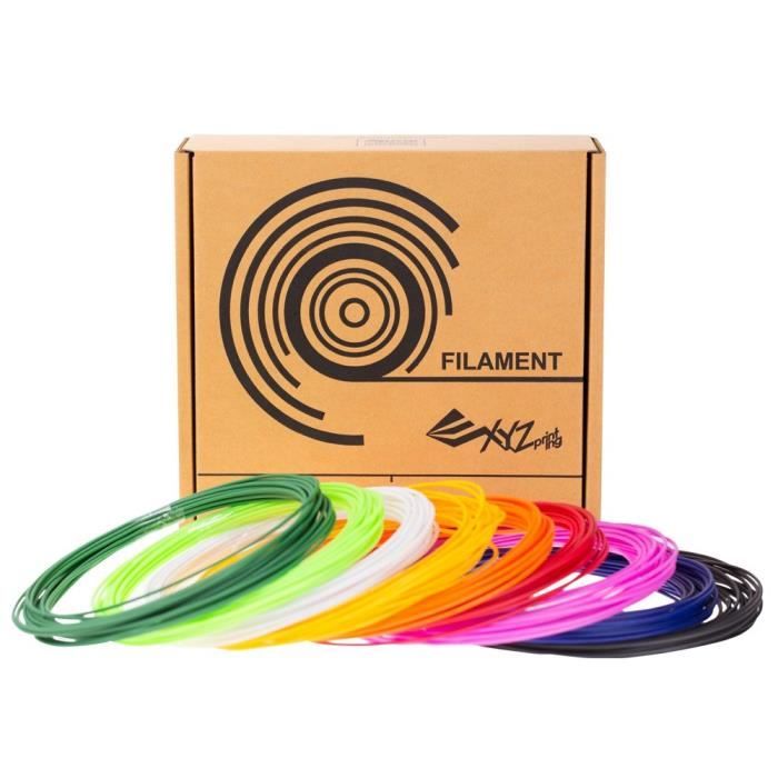 XYZprinting Filament 3D PLA pour stylo 3D - Pack de 6 x 12m (Jaune, rouge,  vert, orange, clair, vert menthe) Pas Cher