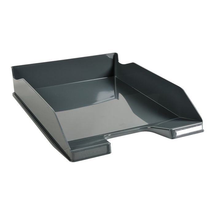 9002493019775-Exacompta COMBO Glossy - Corbeille à courrier gris anthracite-Angle gauche-1