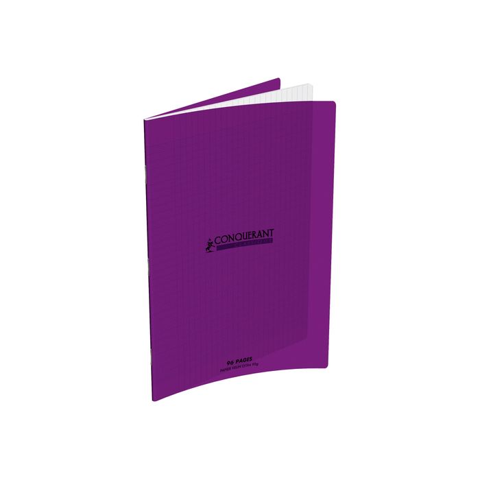Cahier 96 pages - 24x32cm - grands carreaux 90g polypro incolore -  Conquérant - BURO REUNION