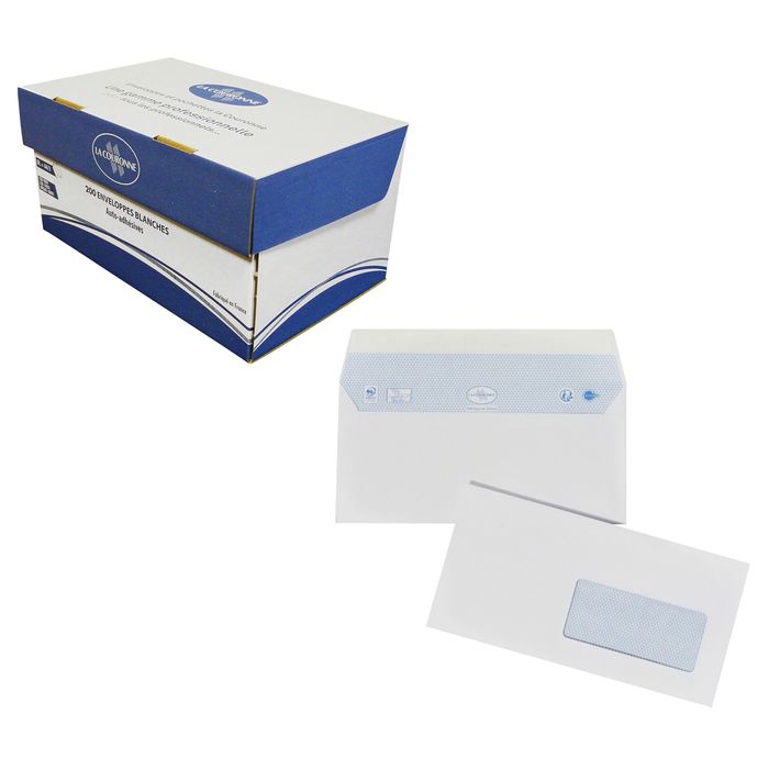 La Couronne - 250 Pochettes Enveloppes C4 229 x 324 mm - 90 gr - fenêtre  50x110 mm - blanc - bande auto-adhésive Pas Cher