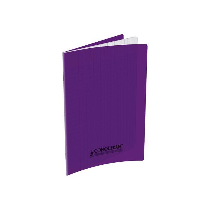 CONQUERANT C9 Cahier piqûre 24x32cm 48 pages 90g grands carreaux Seyès.  Couverture polypropylène Violet