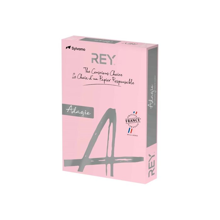 3368220089487-Rey Adagio - Papier couleur - A3 (297 x 420 mm) - 80 g/m² - Ramette de 500 feuilles - rose -Angle droit-0