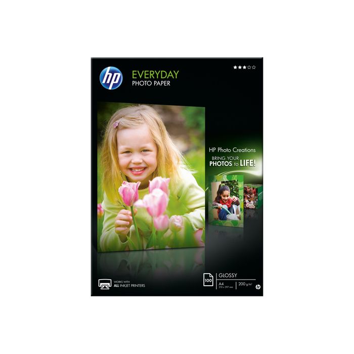 HP - Papier photo brillant - A4 - 200 g/m² - 100 feuilles Pas Cher