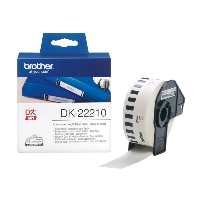 Brother DK-2221 - Ruban d'étiquettes auto-adhésives - 1 rouleau (29 mm x  30,48 m) - fond blanc écriture noire Pas Cher