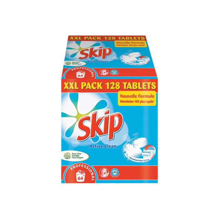 Skip Pro Active Clean - Lessive 128 pastilles Pas Cher