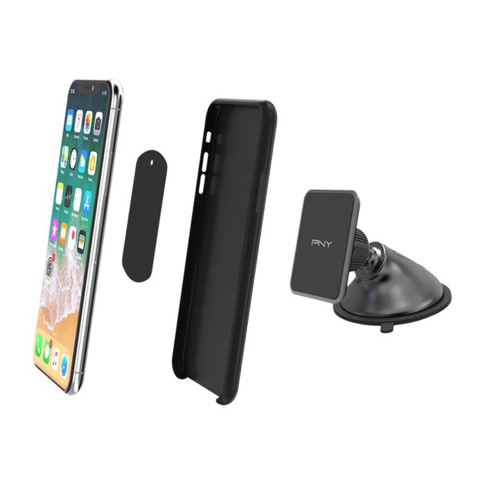 Support Téléphone Voiture Ventouse Pare-brise, compatible tous smartphones,  rotation à 360° - Noir