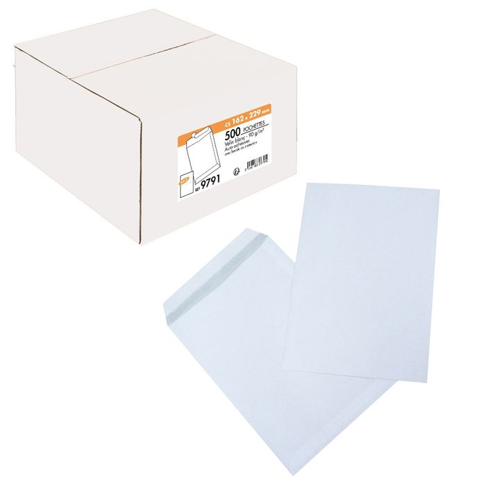 La Couronne - 500 pochettes Enveloppes C5 162 x 229 mm - 90 gr - sans  fenêtre - blanc - bande auto-adhésive Pas Cher