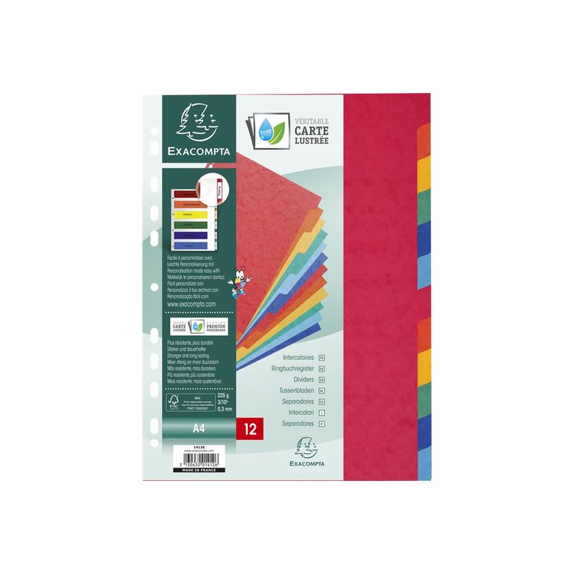 3130630014126-Exacompta Nature Future - Separador - 12 piezas - para A4 - con pestañas - rojo moteado-P_1412_2-2