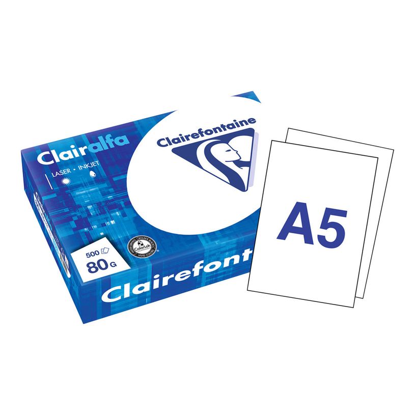 0400000019109-Clairefontaine - Papier ultra blanc - A5 (148 x 210 mm) - 80 g/m² -  Ramette de 500 feuilles-P_1910_1-0