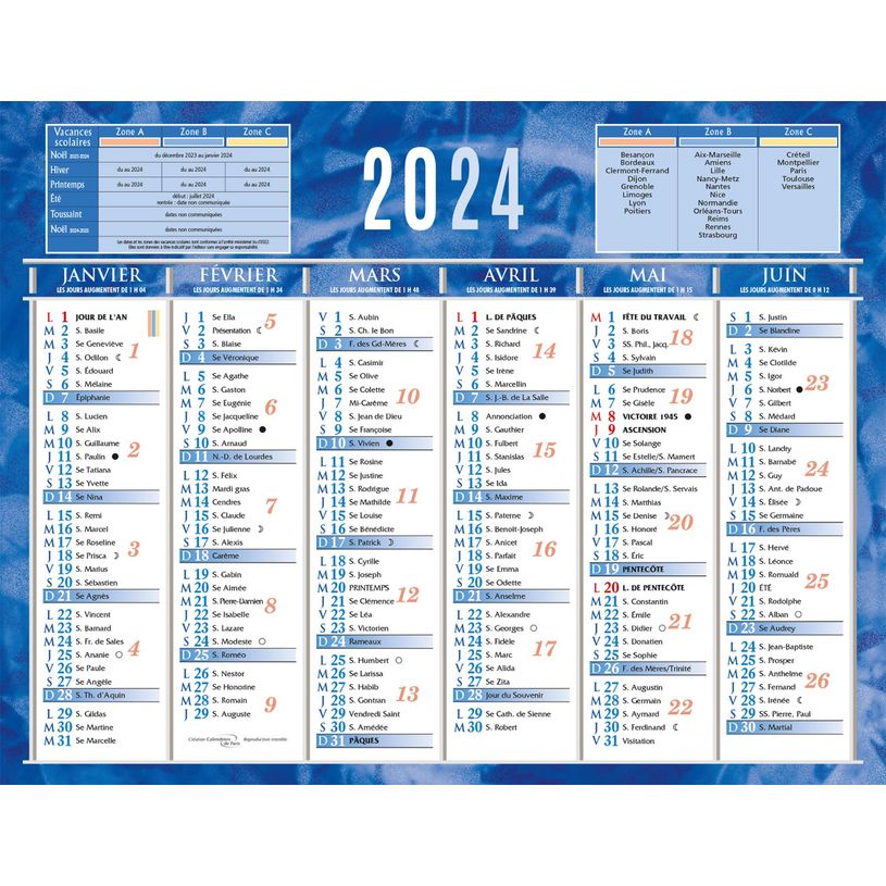 3592930019926-Bouchut 205 - Calendrier bancaire 6 mois par face - 13,5 x 17,5 cm - bleu-P_2050_1-0