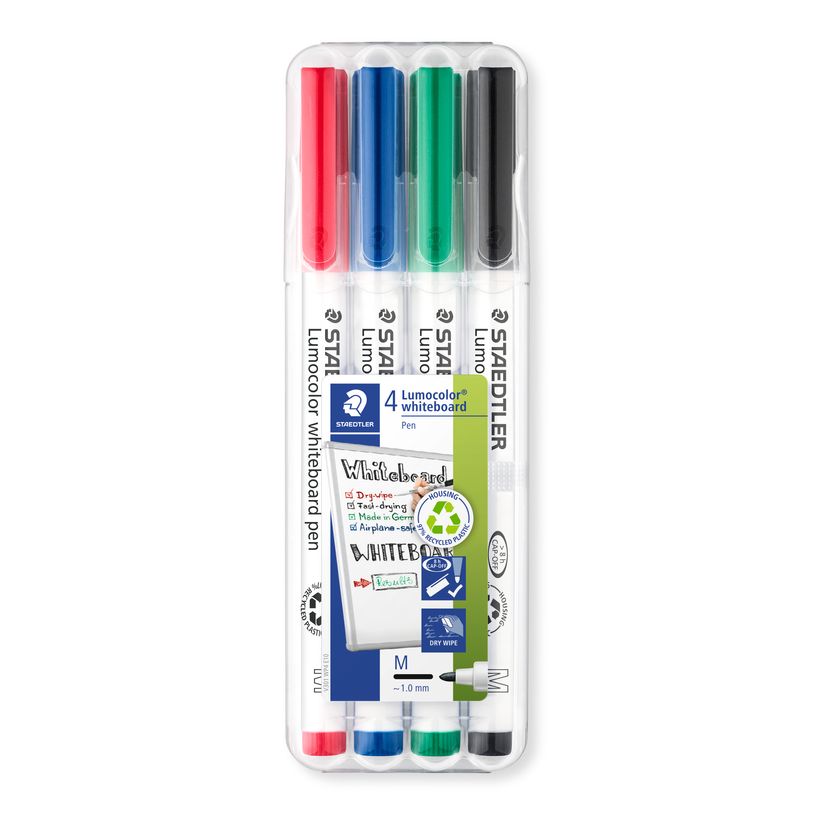 4007817301449-STAEDTLER LUMOCOLOR 301 - Pack de 4 marqueurs feutres effaçables - pointe ogive - couleurs ass-P_3014_1-0
